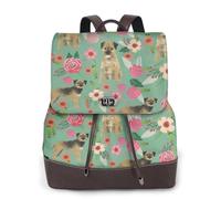 EgoMed Border Terrier Florals Dog Breed,Women Backpack Waterproof Daypack Lightweight PU Leather Fashion Travel Backpack