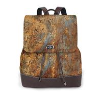 EgoMed Brown Rust Colorful Metal Rusty,Women Backpack Waterproof Daypack Lightweight PU Leather Fashion Travel Backpack