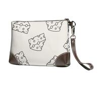 EgoMed Cheese Doodle Pattern,Wristlet Bags PU Leather Clutch Womens Zip Purse Wallet Handbag with Wrist Strap