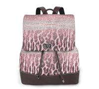 EgoMed Chic Girly Pink Leopard Animal Print Glitter,Women Backpack Waterproof Daypack Lightweight PU Leather Fashion Travel Backpack