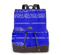 EgoMed Classic Blue Screen Of Death Errors,Women Backpack Waterproof Daypack Lightweight PU Leather Fashion Travel Backpack