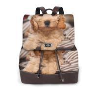 EgoMed Cockapoo Beige Curly Dogs Pets Dogs,Women Backpack Waterproof Daypack Lightweight PU Leather Fashion Travel Backpack