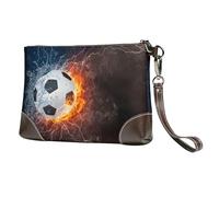EgoMed Cold Water Fire Football,Wristlet Bags PU Leather Clutch Womens Zip Purse Wallet Handbag with Wrist Strap