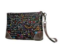 EgoMed Colorful Math Formula Print,Wristlet Bags PU Leather Clutch Womens Zip Purse Wallet Handbag with Wrist Strap
