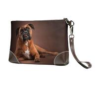 EgoMed Cool Lying Boxer Dog,Wristlet Bags PU Leather Clutch Womens Zip Purse Wallet Handbag with Wrist Strap
