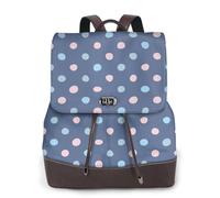 EgoMed Crayon Dots Navy Blue Background,Women Backpack Waterproof Daypack Lightweight PU Leather Fashion Travel Backpack
