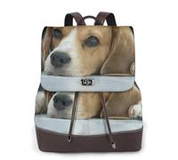 EgoMed Cute Beagle Dog Lies On Floor,Women Backpack Waterproof Daypack Lightweight PU Leather Fashion Travel Backpack