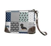 EgoMed Dachshund Pet Dog Breed Silhouette Black and Tan,Wristlet Bags PU Leather Clutch Womens Zip Purse Wallet Handbag with Wrist Strap