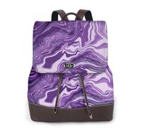 EgoMed Dark Purple Marble Background,Women Backpack Waterproof Daypack Lightweight PU Leather Fashion Travel Backpack
