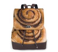 EgoMed Delicious Cinnamon Rolls Bread Pattern,Women Backpack Waterproof Daypack Lightweight PU Leather Fashion Travel Backpack