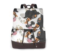 EgoMed Dog Paws Pattern Bernese Mountain Dog,Women Backpack Waterproof Daypack Lightweight PU Leather Fashion Travel Backpack