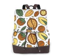 EgoMed Doodle Style Nuts Seeds,Women Backpack Waterproof Daypack Lightweight PU Leather Fashion Travel Backpack