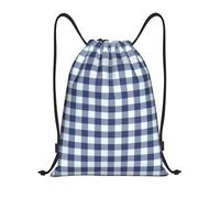 EgoMed Drawstring Backpack,String Bag Sport Gym Bag Travel Casual Daypack Drawstring Sackpack,Playground Navy Blue White Gingham Check Wallpaper Best