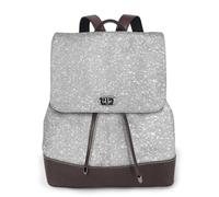 EgoMed Faux Sparkly Silver Glitter Printed,Women Backpack Waterproof Daypack Lightweight PU Leather Fashion Travel Backpack