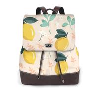 EgoMed Fresh Yellow Lemons Summer Fruits,Women Backpack Waterproof Daypack Lightweight PU Leather Fashion Travel Backpack