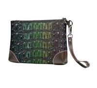 EgoMed Freshwater Crocodile Bone Skin Animal,Wristlet Bags PU Leather Clutch Womens Zip Purse Wallet Handbag with Wrist Strap