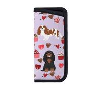 EgoMed Glasses Case,Anti-Scratch Spectacles Sleeve Portable Eyewear Case Sunglasses Case, Cavalier King Charles Spaniel Mixed Coats Valentines Cupcakes Hearts Dog
