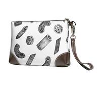 EgoMed Hand Drawn Pasta,Wristlet Bags PU Leather Clutch Womens Zip Purse Wallet Handbag with Wrist Strap