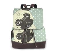 EgoMed I Love Pugs,Women Backpack Waterproof Daypack Lightweight PU Leather Fashion Travel Backpack