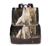 EgoMed Labrador Retrievers Dogs Black Golden White Brown,Women Backpack Waterproof Daypack Lightweight PU Leather Fashion Travel Backpack