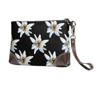 EgoMed Leontopodium Edelweiss,Wristlet Bags PU Leather Clutch Womens Zip Purse Wallet Handbag with Wrist Strap