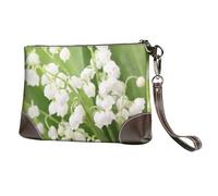 EgoMed Lily of The Valley,Wristlet Bags PU Leather Clutch Womens Zip Purse Wallet Handbag with Wrist Strap