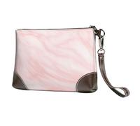 EgoMed Marble Pattern White and Pink Marble,Wristlet Bags PU Leather Clutch Womens Zip Purse Wallet Handbag with Wrist Strap