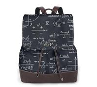 EgoMed Mathematical Seamless With Geometric Shapes Formulas,Women Backpack Waterproof Daypack Lightweight PU Leather Fashion Travel Backpack