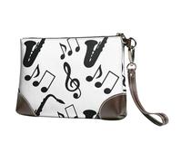 EgoMed Musical Music Saxophone,Wristlet Bags PU Leather Clutch Womens Zip Purse Wallet Handbag with Wrist Strap