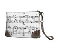 EgoMed Musical Notes On The Clef,Wristlet Bags PU Leather Clutch Womens Zip Purse Wallet Handbag with Wrist Strap