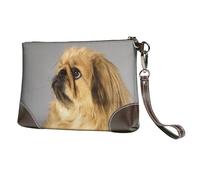 EgoMed Pekingese Fluffy Dogs Cute Dogs Pets Dogs,Wristlet Bags PU Leather Clutch Womens Zip Purse Wallet Handbag with Wrist Strap