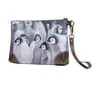 EgoMed Penguin in The Snow,Wristlet Bags PU Leather Clutch Womens Zip Purse Wallet Handbag with Wrist Strap