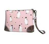 EgoMed Penguins Stars Sea Bird,Wristlet Bags PU Leather Clutch Womens Zip Purse Wallet Handbag with Wrist Strap