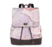 EgoMed Purple And Gold Marble Printed,Women Backpack Waterproof Daypack Lightweight PU Leather Fashion Travel Backpack