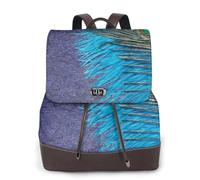 EgoMed Purple And Teal Peacock,Women Backpack Waterproof Daypack Lightweight PU Leather Fashion Travel Backpack