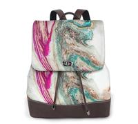 EgoMed Purple Green Golden Marble Surface Design,Women Backpack Waterproof Daypack Lightweight PU Leather Fashion Travel Backpack