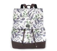 EgoMed Purple Sage Green Leaves Greenery,Women Backpack Waterproof Daypack Lightweight PU Leather Fashion Travel Backpack