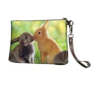 EgoMed Rabbit Love Printed,Wristlet Bags PU Leather Clutch Womens Zip Purse Wallet Handbag with Wrist Strap