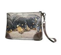 EgoMed Rottweiler Sleeping Dogs Pets Puppies Small,Wristlet Bags PU Leather Clutch Womens Zip Purse Wallet Handbag with Wrist Strap