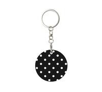 EgoMed Round Metal Keychain, Metal Keychains Keyring Car Key Chain Ring Holder 1 pc, Black And White Polka Dot Printed