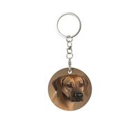 EgoMed Round Metal Keychain, Metal Keychains Keyring Car Key Chain Ring Holder 1 pc, Rhodesian Ridgeback