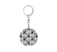 EgoMed Round Metal Keychain, Metal Keychains Keyring Car Key Chain Ring Holder 1 pc, Scottish Terrier Plaid Scotty Dog