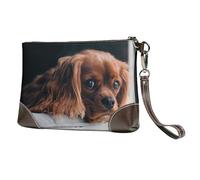 EgoMed Ruby Cavalier King Charles Spaniel Puppy Dog,Wristlet Bags PU Leather Clutch Womens Zip Purse Wallet Handbag with Wrist Strap