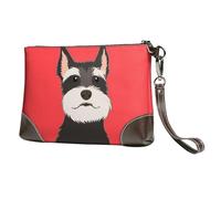EgoMed Schnauzer Buddy Dog,Wristlet Bags PU Leather Clutch Womens Zip Purse Wallet Handbag with Wrist Strap
