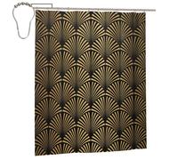 EgoMed Shower Curtain 60x72 Inch,Bathroom Decor Waterproof Fabric Shower Curtains with Hooks,Art Deco Pattern Seamless Black Gold