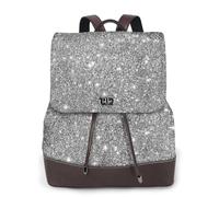 EgoMed Silver Glitter Sparkles,Women Backpack Waterproof Daypack Lightweight PU Leather Fashion Travel Backpack