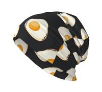 EgoMed Skull Cap,Knitted Hat Polyester Balaclava Slouchy Beanie Hat Running Hat, Food Fried Eggs Dark