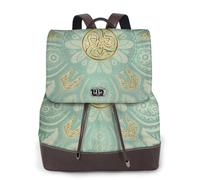 EgoMed Soft Sage Green And Gold Celtic Mandala,Women Backpack Waterproof Daypack Lightweight PU Leather Fashion Travel Backpack