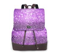 EgoMed Sparkling Purple Glitter,Women Backpack Waterproof Daypack Lightweight PU Leather Fashion Travel Backpack