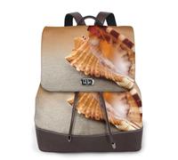 EgoMed Sunset Over The Sea The Shell Conch,Women Backpack Waterproof Daypack Lightweight PU Leather Fashion Travel Backpack